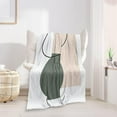 thumbnail image 1 of Boho Mid Century Abstract Throws Blankets Beige Modern Throw Blankets Minimalist Leaves Sun Boho Aesthetic Soft Warm Bed Bedding Women Blankets Black Green for Couch Bedroom Office 60"x80", 1 of 6