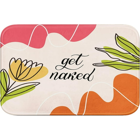 Boho Mid Century Bath Mat 16x24 Inch NoSlip Washable Cover for Bathroom Kitchen Bedroom; Soft Stylish Floor Rug with Rubber Backing Perfect for Home Decor