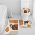 thumbnail image 1 of Boho Mid Century Bathroom Rug Set of 3, Brown Abstract Minimalistic Arch Beige 3 Pieces Bath Mats Set, No Silp Washable Cover Floor Rug Decorations for Kitchen Bathroom Bedroom, 1 of 6