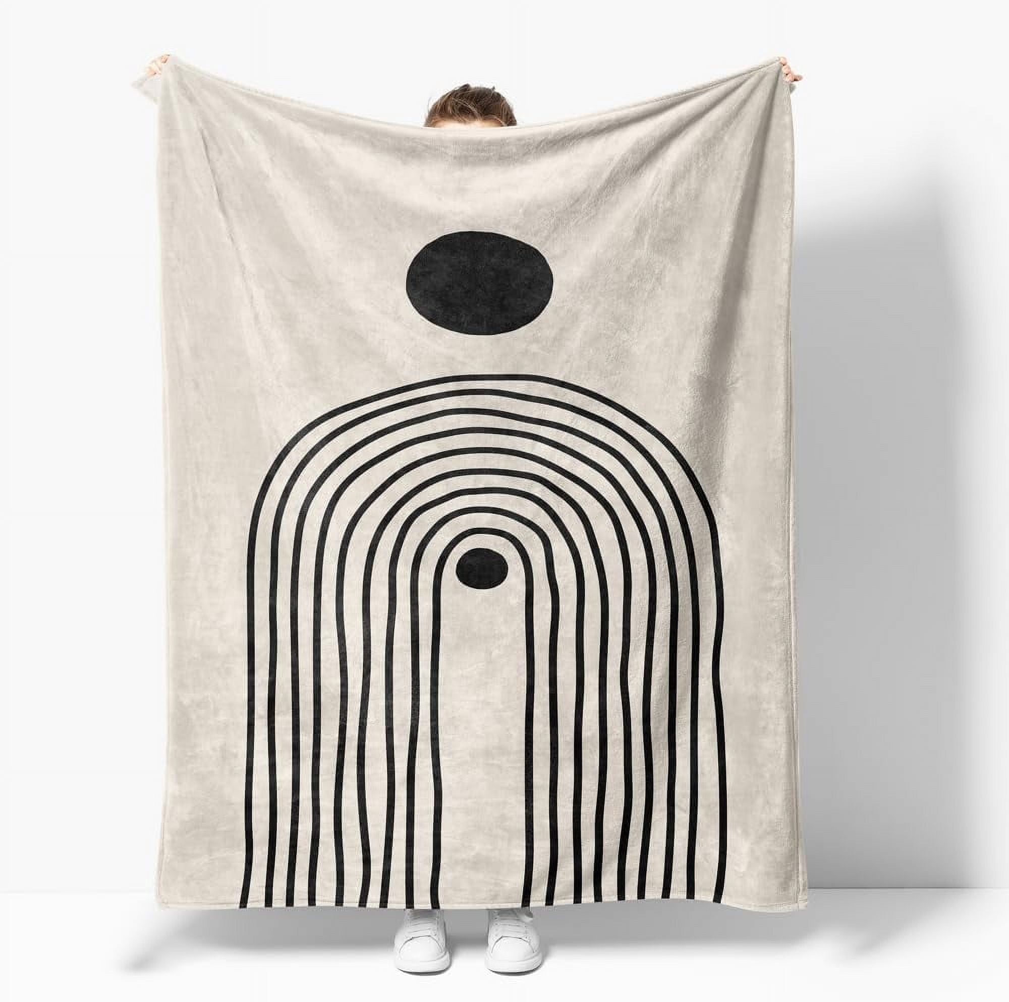 Boho Mid Century Blankets Orange Beige Throws Abstract Modern Aesthetic Bedding Minimalist Sun Leaf Soft Warm Bed Bedding Blankets for Couch Bedroom Sofa Office Cozy Flannel Blanket 30"X40"
