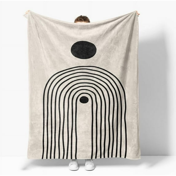 Boho Mid Century Blankets Orange Beige Throws Abstract Modern Aesthetic Bedding Minimalist Sun Leaf Soft Warm Bed Bedding Blankets for Couch Bedroom Sofa Office Cozy Flannel Blanket 30"X40"