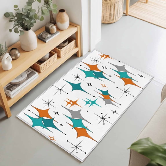 Boho Mid-Century Diamond Pattern Rectangle Rug 2'x3' Modern Geometric Theme Washable Area Rugs for Living Room Bedroom Entryway Non Slip Entrance Door Mat Indoor Floor Carpet