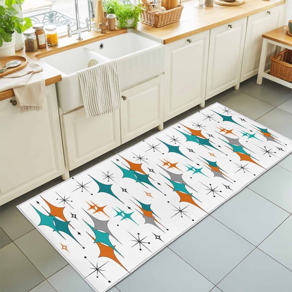 Boho Mid-Century Diamond Pattern Rectangle Rug 2'x6' Modern Geometric Theme Washable Area Rugs for Living Room Bedroom Entryway Non Slip Entrance Door Mat Indoor Floor Carpet