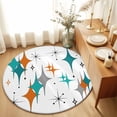 thumbnail image 1 of Boho Mid-Century Diamond Pattern Round Rug 3ft Modern Geometric Theme Washable Area Rugs for Living Room Bedroom Entryway Non Slip Entrance Door Mat Indoor Floor Carpet, 1 of 9