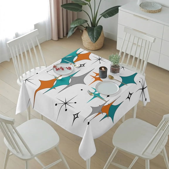 Boho Mid-Century Diamond Pattern Table Cloth 54x54in, Waterproof Square Tablecloth Wipeable Tablecloths Modern Geometric Theme Table Covers for Dining Tables Party Indoor Outdoor