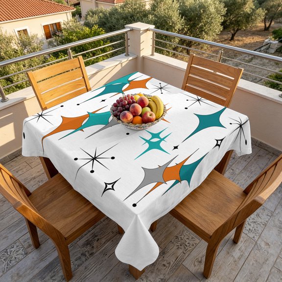 Boho Mid-Century Diamond Pattern Table Cloth 60x60in, Waterproof Square Tablecloth Wipeable Tablecloths Modern Geometric Theme Table Covers for Dining Tables Party Indoor Outdoor