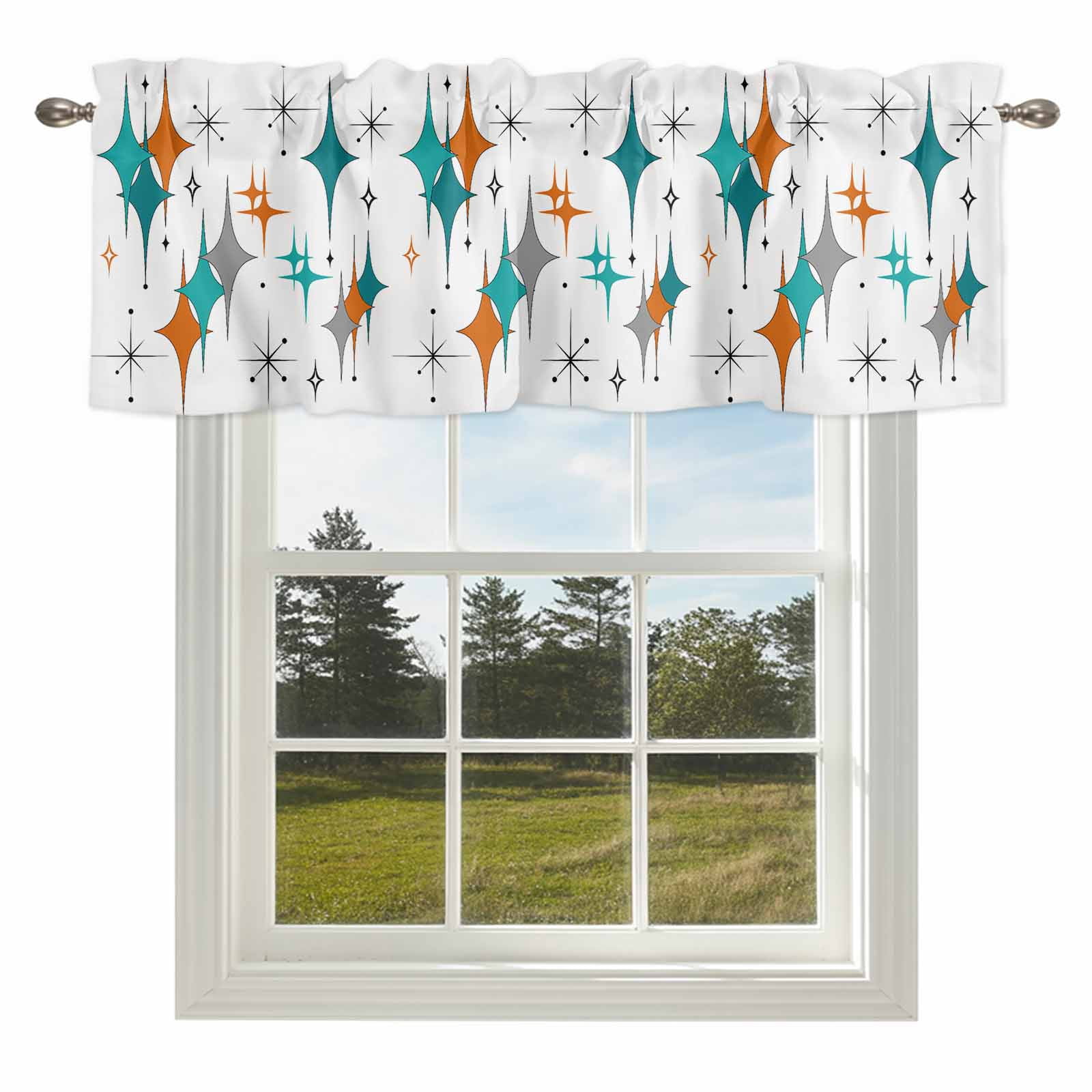 Boho Mid-Century Diamond Pattern Valances for Windows Modern Geometric ...