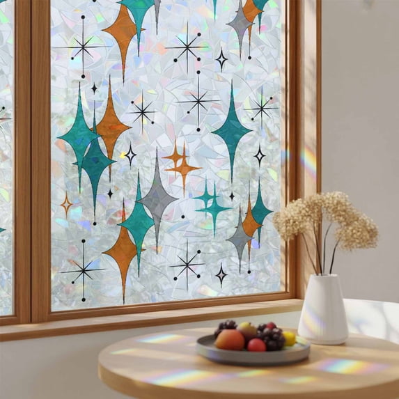 Window Control Installations Boho Mid-Century Diamond Pattern Window Privacy Film,Heat Control Sun ...