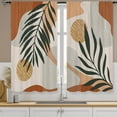 thumbnail image 1 of Boho Mid Century Kitchen Curtains Rod Pocket Bohemian Palm Leaf Abstract Modern Terracotta Arch Small Short Cafe Curtain Geometric Window Treatment Drapes Home Decor 27.5W X 39L Inch 2 Panels, 1 of 6