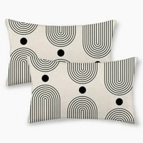 Boho Mid Century Pillow Covers 12x20 Inch Set of 2, Abstract Simple Black and White Stripe Decorative Throw Pillowcase Boho Stripe Outdoor Cushion Cover for Sofa Couch Living Room Bed Decor