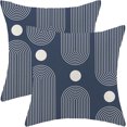 thumbnail image 1 of Boho Mid Century Pillow Covers 18x18 Inch Set of 2, Abstract Simple Navy Blue Decorative Throw Pillowcase Boho Modern Outdoor Farmhouse Cushion Cover for Sofa Couch Bed Living Room Decor, 1 of 6
