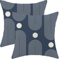 Boho Mid Century Pillow Covers 18x18 Inch Set of 2, Abstract Simple Navy Blue Decorative Throw Pillowcase Boho Modern Outdoor Farmhouse Cushion Cover for Sofa Couch Bed Living Room Decor