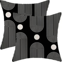 Boho Mid Century Pillow Covers 20x20 Inch Set of 2, Abstract Simple Black and White Decorative Throw Pillowcase Boho Modern Outdoor Farmhouse Cushion Cover for Sofa Couch Bed Living Room Decor
