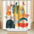 thumbnail image 1 of Boho Mid Century Shower Curtain Abstract Orange Geometric Leaf Moon Shower Curtain Beige Modern Minimalist Waterproof Fabric Shower Curtains for Bathroom Decor with 12 Hooks 72x72Inch, 1 of 6