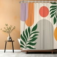 thumbnail image 1 of Boho Mid Century Shower Curtain Beige Abstract Bohemian Neutral Shower Curtains for Bathroom Decor 72W x 72 L Inches Spring Summer Leaves Modern Minimalist Waterproof Fabric Shower Curtains, 1 of 6