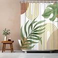 thumbnail image 1 of Boho Mid Century Shower Curtain Green Abstract Bohemian Tropical Shower Curtains for Bathroom Decor 72W x 72 L Inches Botanical Leaf Modern Minimalist Waterproof Fabric Shower Curtains, 1 of 6