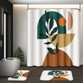 thumbnail image 1 of Boho Mid Century Shower Curtain Set with Toilet Lid Cover and Non-Slip Rugs, Abstract Line Art 4 Pcs Shower Curtain Set, Modern Minimalist Geometric Bathroom Set Decor with 12 Hooks, 1 of 7