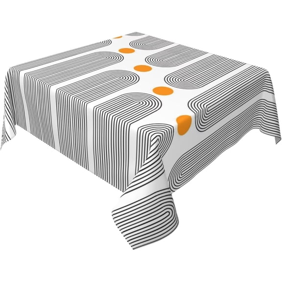 Boho Mid Century Square Tablecloth 60 Inch Abstract Simple Sun Arch Boho Stripe Modern Washable Terylene Fabric Indoor and Outdoor Dining Table Home Party Decor