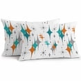 thumbnail image 1 of Boho Middle Century Lumbar Pillow Covers 20x12 Inch Set of 2, Retro Orange Teal Grey Star Rhombus Waterproof Outdoor Pillow Covers, Decorative Cushion Pillowcases for Couch, Sofa, Bed, Garden, Patio, 1 of 9
