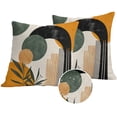 thumbnail image 1 of Boho Middle Century Outdoor Pillow Covers 24x24 Set of 2,Waterproof Patio Throw Pillowcase Protectors,Abstract Orange Geometric Leaves Decorative Pillow Shams Cushion Covers for Seat Bed Couch Sofa, 1 of 8