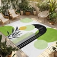 thumbnail image 1 of Boho Middle Century Outdoor Rug 4x6 Ft - Reversible Patio Rug Outdoor Camping Rugs, Abstract Green Geometric Botanical Washable Indoor Outdoor Area Rugs, Non-Slip Outdoor Carpet Runner for Deck/Porch, 1 of 8