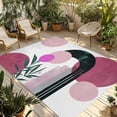 thumbnail image 1 of Boho Middle Century Outdoor Rug 5x8 Ft - Reversible Patio Rug Outdoor Camping Rugs, Abstract Pink Geometric Botanical Washable Indoor Outdoor Area Rugs, Non-Slip Outdoor Carpet Runner for Deck/Porch, 1 of 8