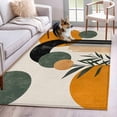 thumbnail image 1 of Boho Middle Century Runner Rug 2.7x5 FT, Non Slip Entryway Carpet, Abstract Orange Geometric Leaves Washable Soft Floor Carpet Entrance Mat Non-Shedding Throw Rug for Hallway Laundry Room Bedside, 1 of 9