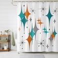 thumbnail image 1 of Boho Middle Century Shower Curtains for Bathroom, Retro Orange Teal Grey Star Rhombus Waterproof Fabric Shower Curtain, Decorative Bathroom Curtain for Bathtub, 72"x72" , No Hooks Included, 1 of 9