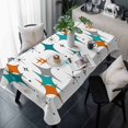 thumbnail image 1 of Boho Middle Century Table Cloth Waterproof Tablecloths, Retro Orange Teal Grey Star Rhombus Tablecloth Dining Table Cover for Kitchen Party Tabletop Outdoor, Rectangle Tablecloth 54x108 Inch, 1 of 9