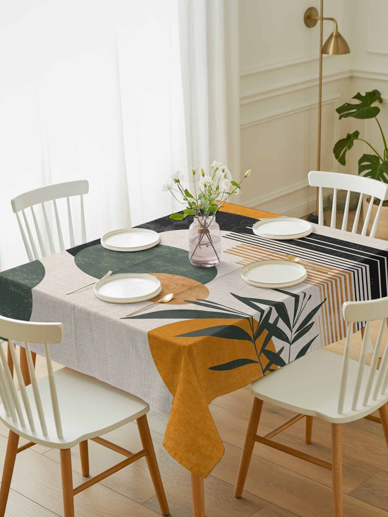 Boho Middle Century Tablecloth Rectangle Table Cloth 60x84, Waterproof ...