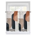 thumbnail image 1 of Boho Middle Century Tier Curtains 45 Inches Long, Abstract Modern Color Block Geometric Window Treatment Curtain Drapes, Window Half Privacy Curtains for Bedroom Bathroom, 42"x45", 2 Panels, 1 of 7