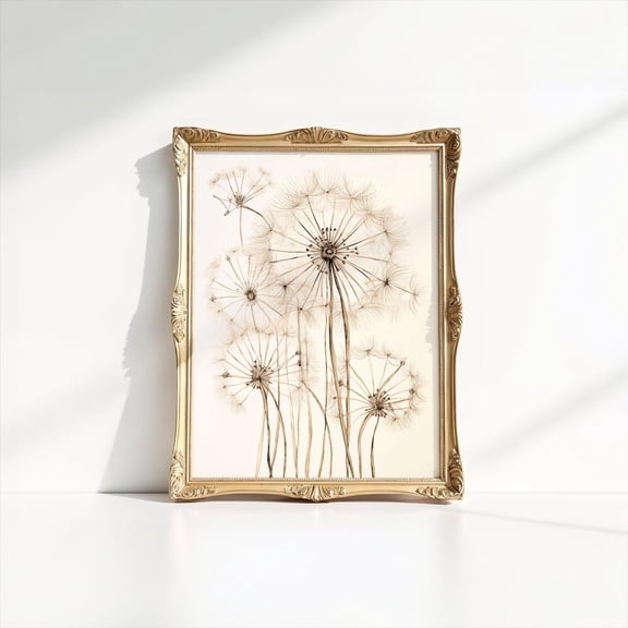 Boho Minimalist Dandelion Wall Art, Vintage Dandelion Prints, Minimalist Flower Print Neutral Wall Art, Farmhouse Decor Poster, Unframed Canvas Size 8x12 F03.1.15l965