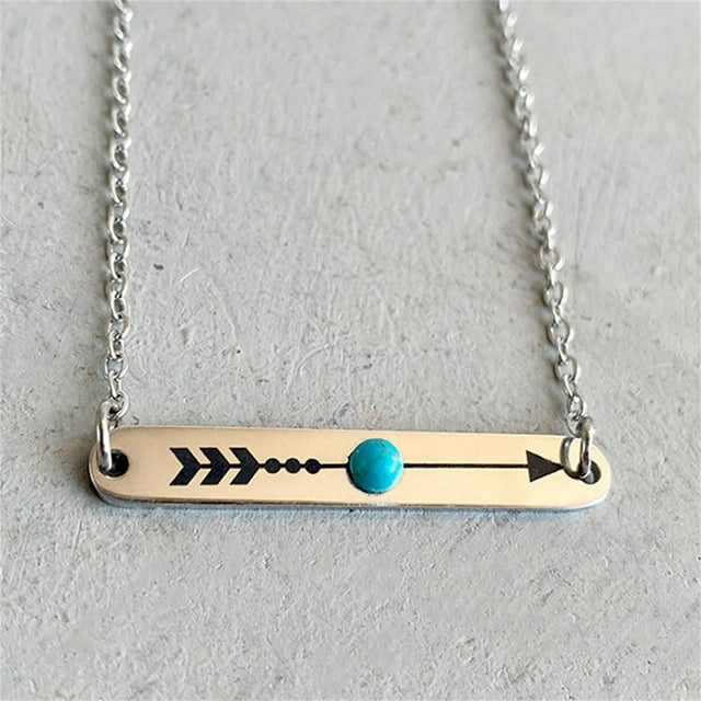 [Boho Minimalist Jewelry] Turquoise Bar Necklace Fashion Geometric