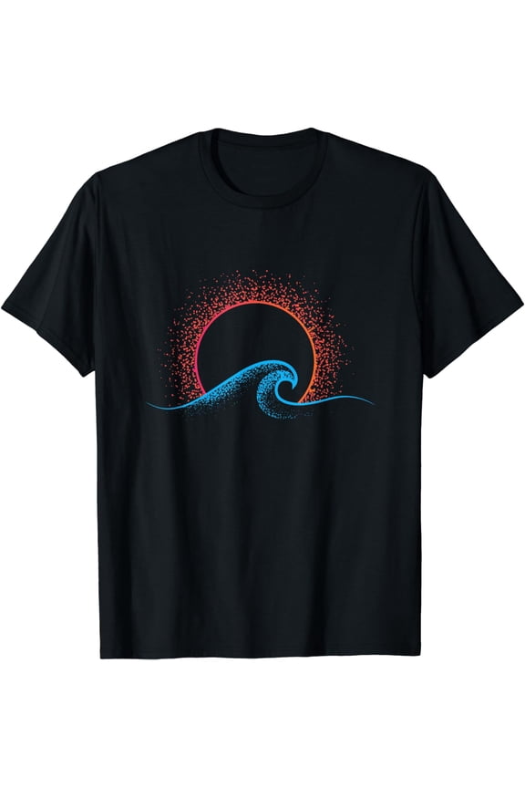 Boho Minimalist Sun Ocean Wave Art Summer Themed T-Shirt