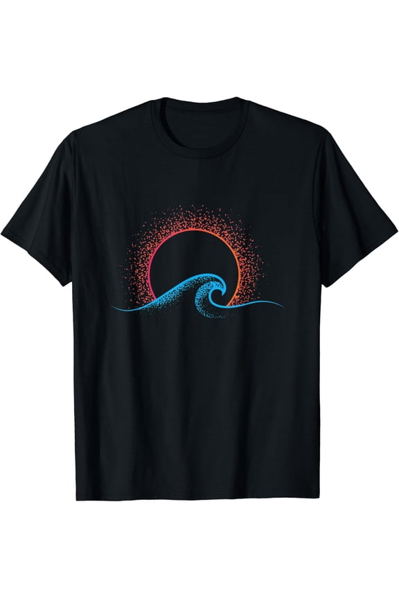 Boho Minimalist Sun Ocean Wave Art Summer Themed T-Shirt