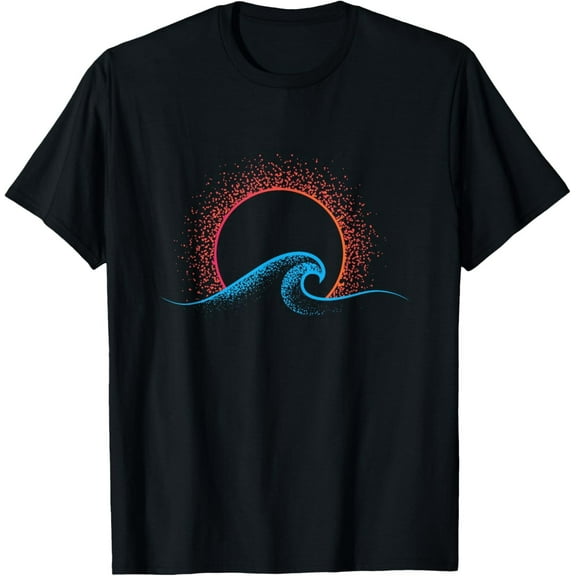 Boho Minimalist Sun & Ocean Wave Tee – Summer Vibes Graphic, Soft Cotton Shirt