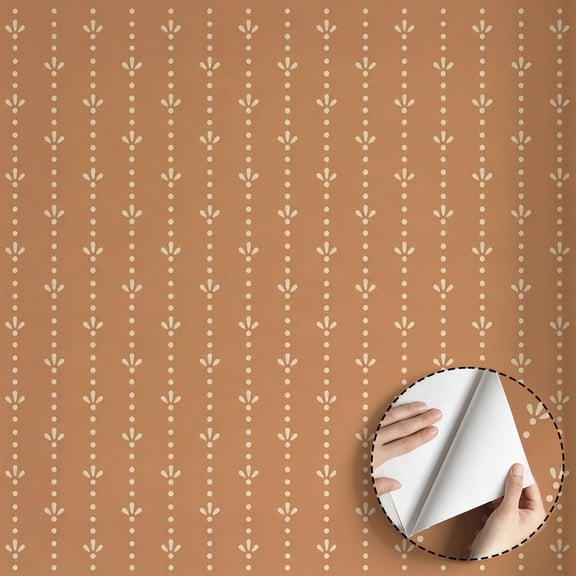 Boho Minimalist Terracotta Geometric Leaf Dot Wallpaper Peel and Stick Waterproof Removable Wall Decor Modern Rustic Contact Paper for Bedroom Dorm Room Kitchen Cabinet Rental 17.7 * 118 in