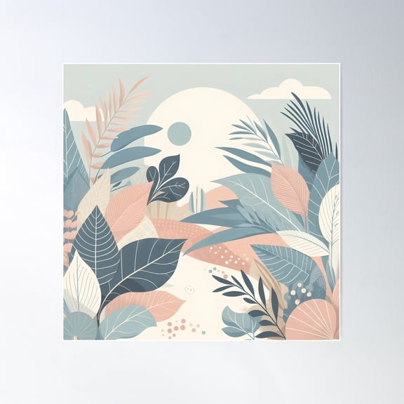 Boho Minimalist Vector Illustration Art Poster Wall Art, Modern Wall Decor For Living Room Bedroom, 30x30 UNFRAMED