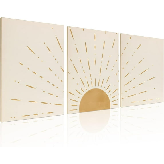 Boho Minimalist Wall Art - Framed Canvas Prints - Perfect for Modern and Neutral Home Decor, Bohemian Style - Ideal for Living Room, Bedroom, Bathroom and Office