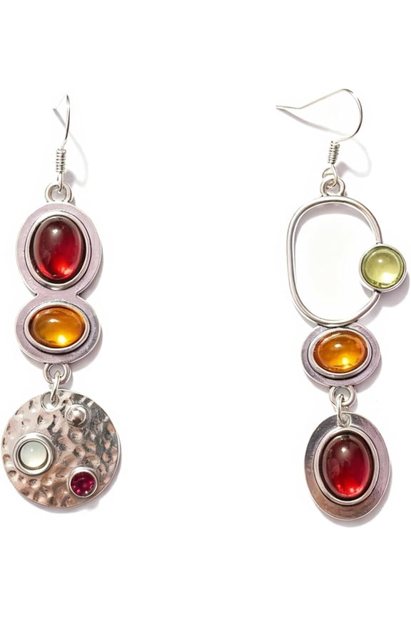 Boho Mismatched Vintage Colored Natural Stone Earrings for Women, Hypoallergenic & Durable Style Statement Earrings for Daily Wear, Gifts, Party[n0629]