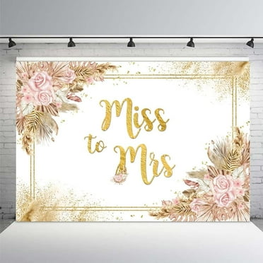 Boho Miss to Mrs Backdrop Bridal Shower Chic Pink Flowers Bride to Be Engagement Photo Studio Banner Pampas Grass Photography Background Decoration Cake Table Supplies