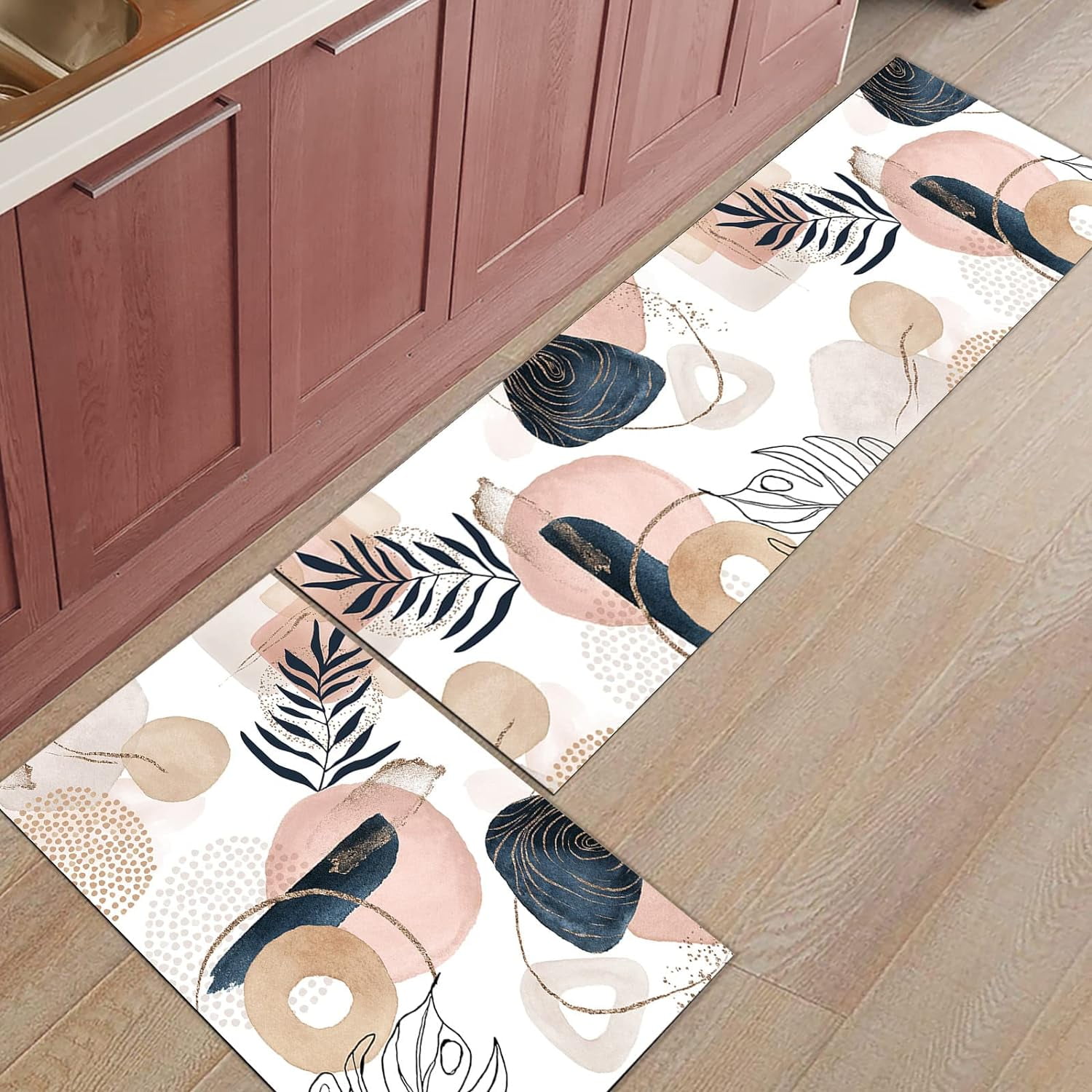 Boho Modern Kitchen Mats for Floor Cushioned Anti Fatigue 2 Piece Set ...