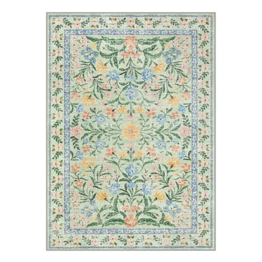 Boho Modern Parisian Garden Floral Green Area Rug Living Room Floral Pattern rative Rug Bedroom Art Rug Anti-slip Carpet