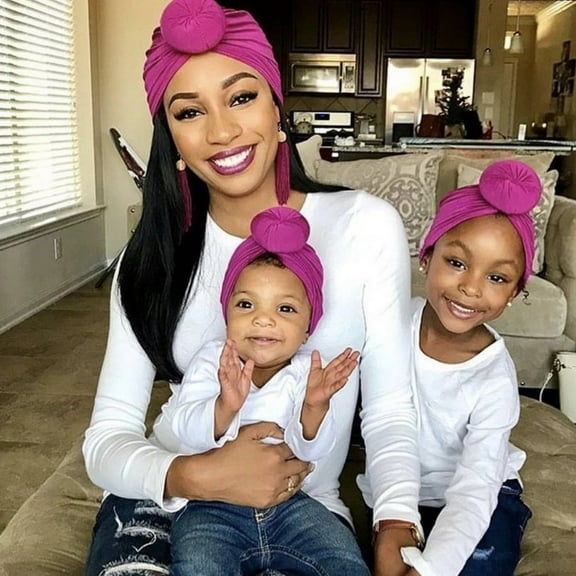 Vorkoi Boho Mom and Baby Headbands Pre-tied Knot Bonnet Caps Parent-child Headband Set Turban Hat Mommy and Me Headwraps Infants Headscarfs Toddler Hair Bands for Women and Kids