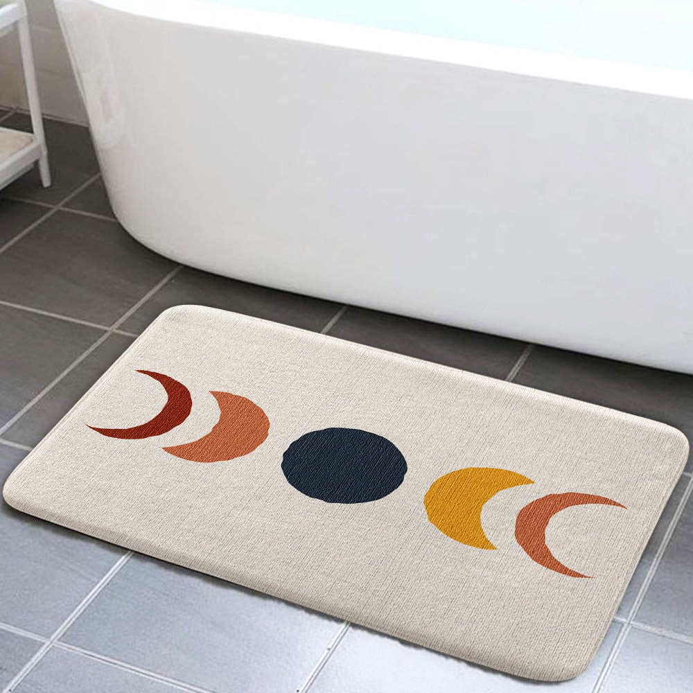 Boho Moon Phase Bath Mat, Abstract Rainbow, Non Slip, Retro 70s Decor, 16x24inch - Walmart.com