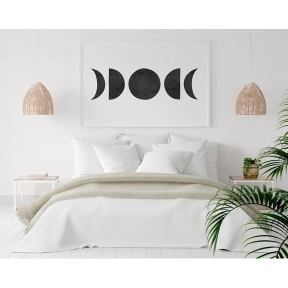 Boho Moon Phases Bedroom Wall Art, Stretched Canvas 8x10in