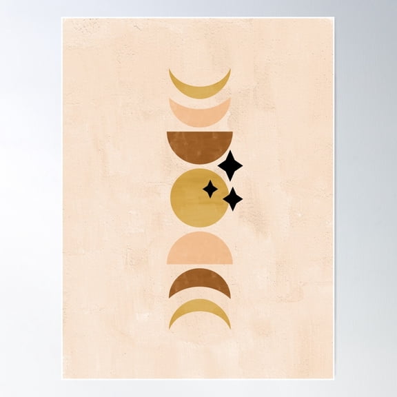 Boho Moon Phases, Crescent Moon Poster Wall Art, Modern Wall Decor For Living Room Bedroom, 12x18 UNFRAMED