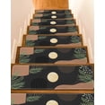 thumbnail image 1 of Boho Moon Stair Treads Non Slip for Steps Modern Bohemian Green Leaves Plant Black 4 Pcs Reusable Adhesive Stair Runner Mats for Dogs Elders Carpet Treads Rugs for Staircase 8x30 In, 1 of 7