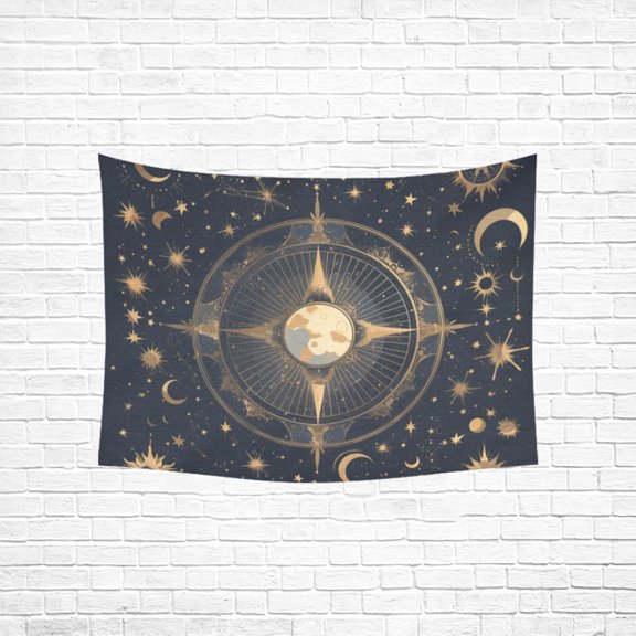 Boho Moon Sun Aesthetic Tapestry Wall Hanging for Living Room Laundry 40x30 Inches