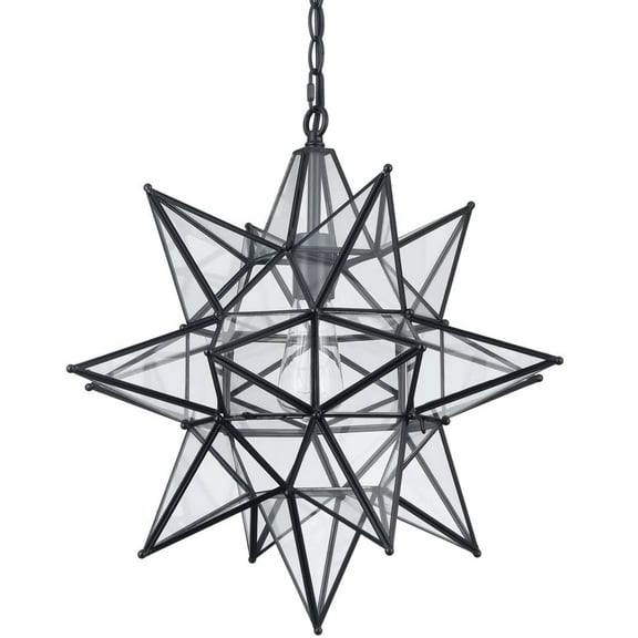 Boho Moravian Star Pendant Light 20 Inch Large Black Hanging Light